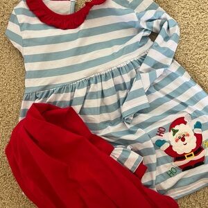Striped Blue and Red Santa Kids Pajamas